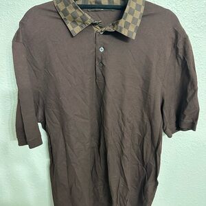 Louis Vuitton Brown Polo with Checkered Collar